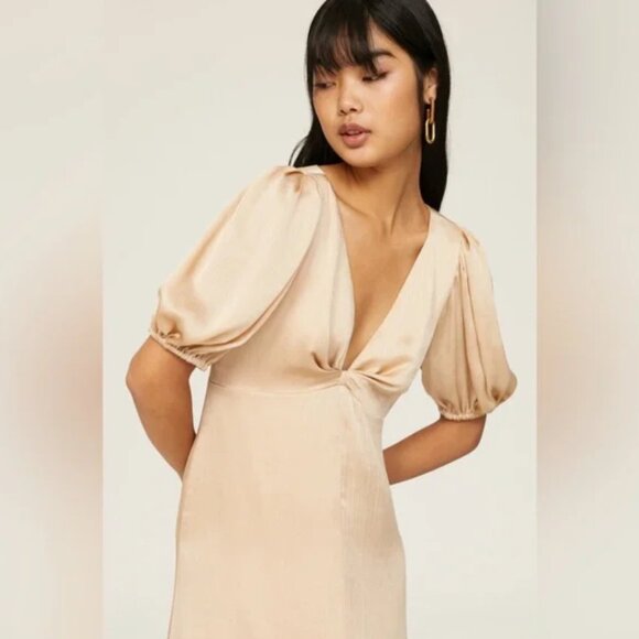 Anthropologie Sachin & Babi Size 8 Alli‎ Gold Cream Champagne Gown Maxi Dress - Picture 3 of 8